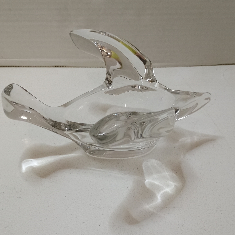 Vintage Princess House Lead Crystal Flying Bird Dove Candy Trinket Dish